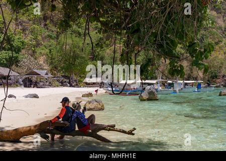 Coron Palawan Philippines April 13, 2018 Sunset beach Stock Photo