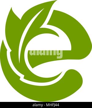 Logo e letter with leaves Stock Vector