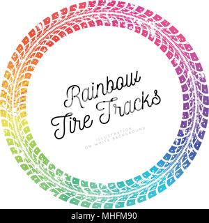 Colorful Tire tracks. Vector illustration on white background Stock Vector