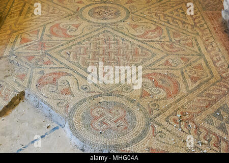 England, Oxfordshire, North Leigh Roman villa, mosaic floor Stock Photo