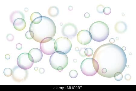 Shiny soap bubbles on white background Stock Vector