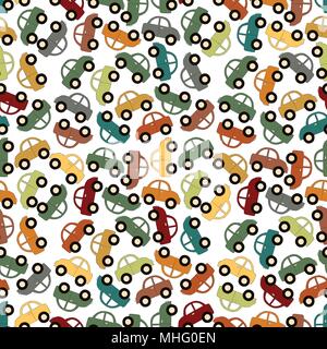 Seamless pattern background with cartoon car Stock Vector