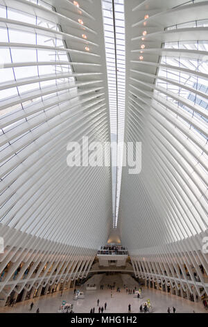 NEW YORK, USA - APRIL 24, 2017 - World Trade Center is a terminal station on the PATH system.The main station house, the Oculus, opened on March 4, 20 Stock Photo