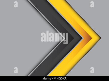 Abstract yellow black arrow on gray design modern futuristic background vector illustration. Stock Vector