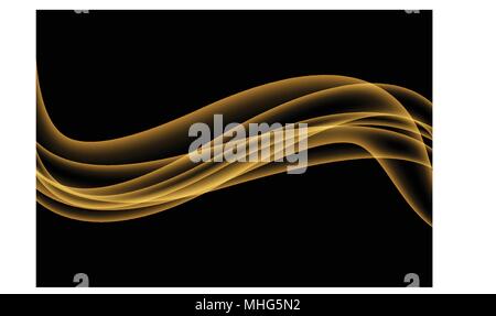 Abstract gold wave curve on black design modern  luxury futuristic background vector illustration. Stock Vector