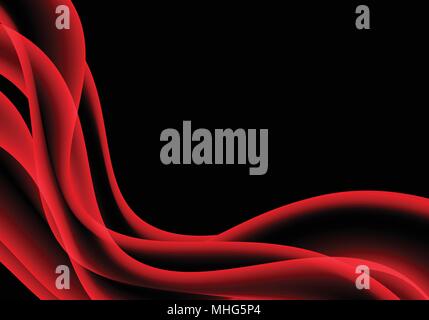 Abstract red wave smooth smoke on black with blank space design modern background vector illustration. Stock Vector