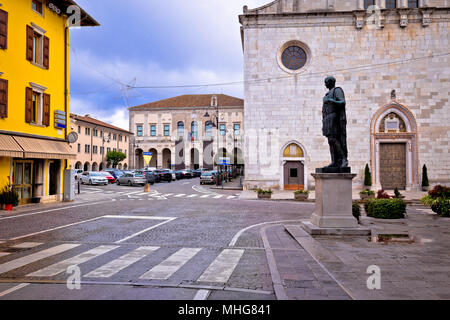Cividale del Friuli square and church view, Friuli-Venezia Giulia region of Italy Stock Photo
