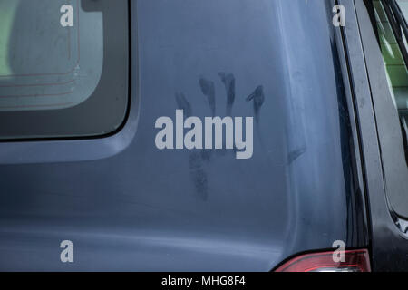 handprint on a car Stock Photo