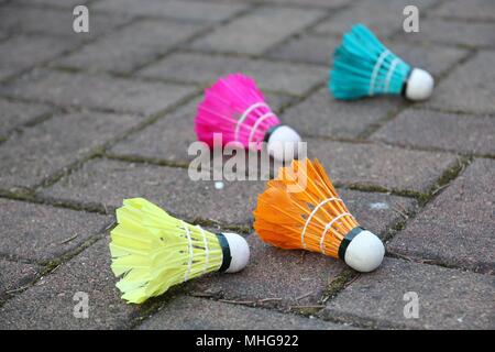 Colorful Feather Badminton Shuttlecocks Stock Photo
