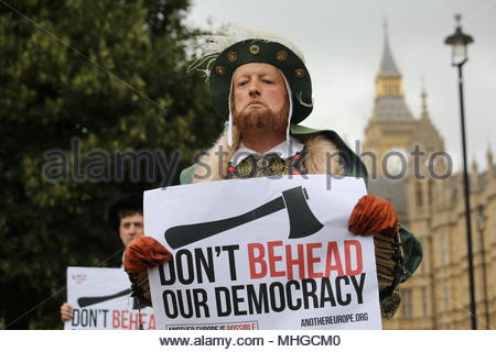 A protest by actors against the Tory government's attitude to the Brexit talks with the EU at Westminster today. Credit: reallifephotos/Alamy Stock Photo