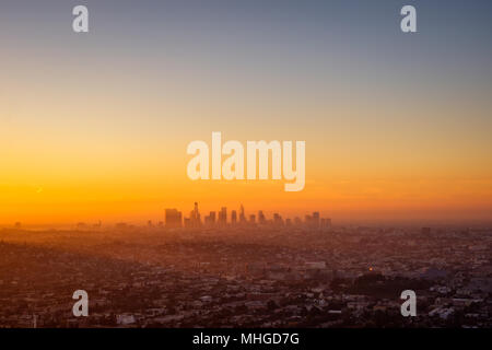 Los Angeles cityscape viewed from Griffith observatory at sunrise, California, USA Stock Photo