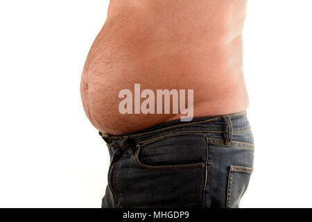 overweight older man with a paunch Stock Photo