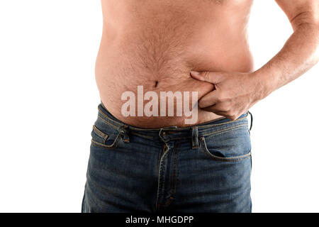 overweight older man with a paunch Stock Photo