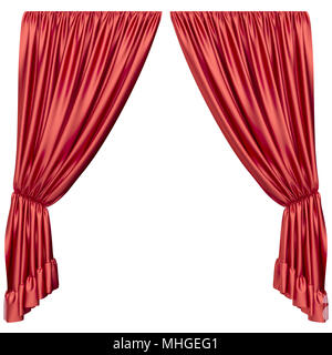 Red curtain isolated on white background. 3d rendering illustration Stock Photo