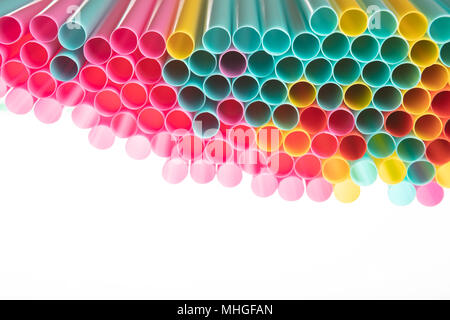 Drinking straws. Macro abstract image with beautiful multicolor background. Stock Photo