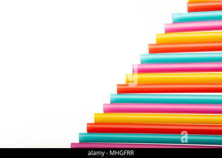 Straws in all colors with lots of copy space. All in a diagonal composition. Stock Photo
