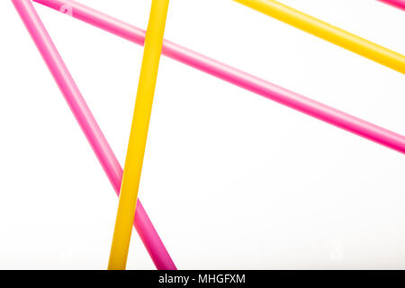 Colorful drinking straws pattern isolated on white background with copy space Stock Photo