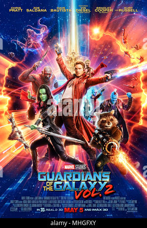 Guardians of the Galaxy: Vol. 2 (2017) directed by James Gunn and starring Chris Pratt, Vin Diesel, Bradley Cooper, Zoe Saldana and Dave Bautista. The heroes return and help Star Lord with some parental issues. Stock Photo