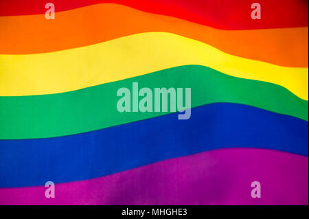 Gay pride rainbow flag fills the frame for a colorful background Stock ...