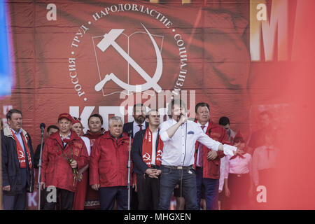 Moscow, Moscow, Russia. 1st May, 2018. Speech of a member of the Comunist party during the celebrations of the May 1st in Moscow, Russia. Credit: Celestino Arce/ZUMA Wire/Alamy Live News Stock Photo