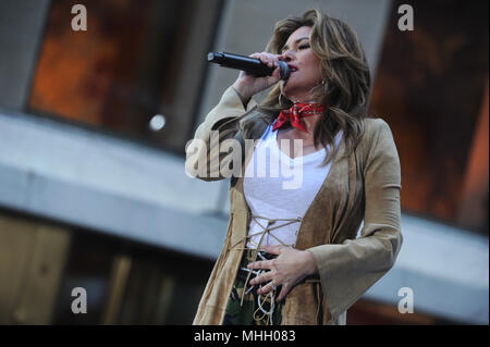 NEW YORK, NY - APRIL 30: Shania Twain performs on the 'Today' show at Rockefeller Center on April 30, 2018 in New York City.   People:  Shania Twain Stock Photo
