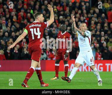 Anfield, Liverpool, UK. 24th Apr, 2018. UEFA Champions League football, semi final, 1st leg ...
