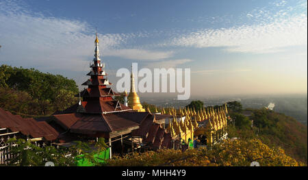 Landscape to Mandalay from hill at sunset, Myanmar Stock Photo