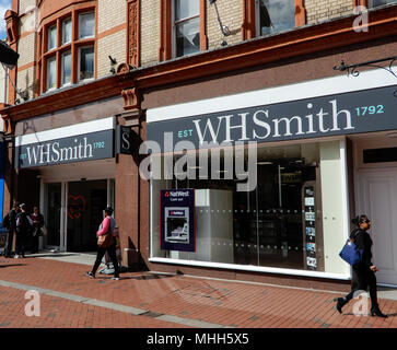 Reading, United Kingdom - April 26 2018:   The Front of WH Smith in Broad Street Stock Photo