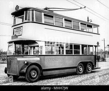 London Trolley Bus Date unknown. Please note that due to the age of the image their might be imperfections showing Stock Photo