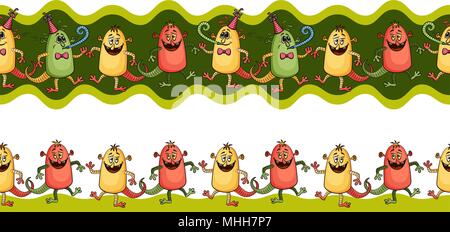 Cartoon Monsters Seamless Stock Vector