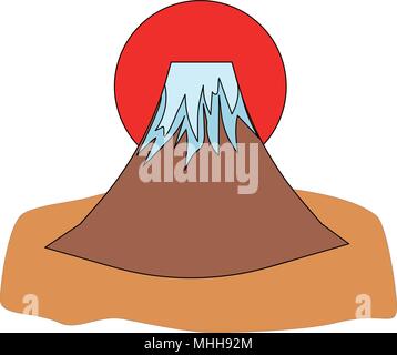 Mount Fuji icon in cartoon style isolated on white background Stock Vector