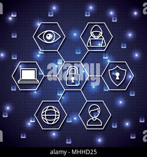 cyber security digital Stock Vector
