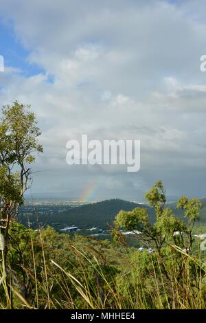 Views of townsville from the Mount Stuart hiking trails with a rainbow as a bonus, Townsville, Queensland, Australia Stock Photo