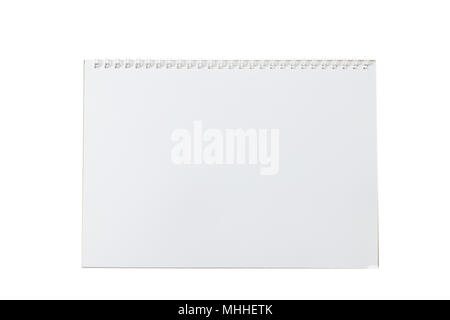 Open blank notebook with binder, isolated on white background, space for text, top view Stock Photo