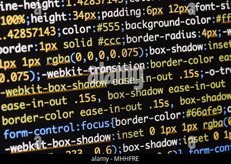 Real css code developing screen. Programing workflow abstract algorithm ...