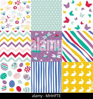 Set of Easter seamless patterns Stock Vector