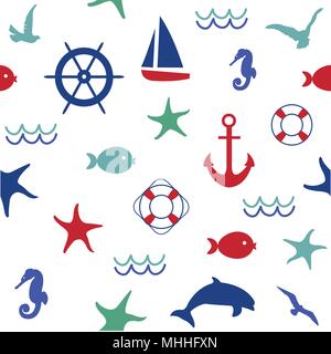 Cute marine life seamless pattern Stock Vector