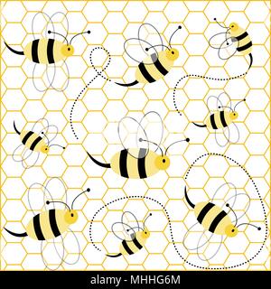 Seamless pattern with bees Stock Vector