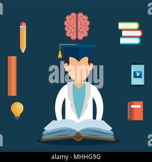 education easy learning set icons Stock Vector