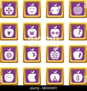 Apple logo icons set purple square vector Stock Vector