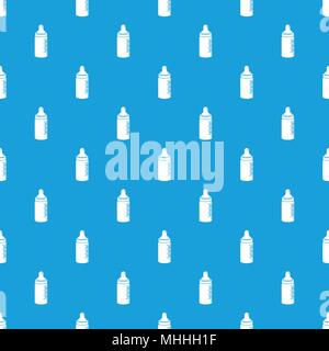 Baby bottle pattern vector seamless blue Stock Vector
