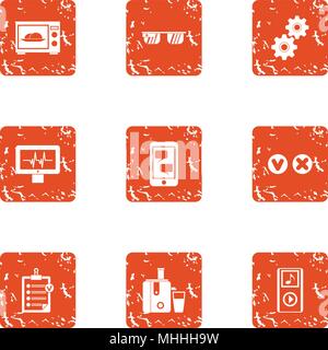 Technical genius icons set, grunge style Stock Vector