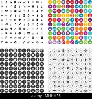 100 smuggling goods icons set vector variant Stock Vector