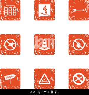 City sign icons set, grunge style Stock Vector