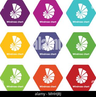 Windrose chart icons set vector color Stock Vector Image & Art - Alamy
