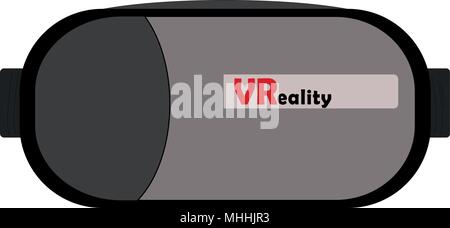 Virtual Reality or VR glasses in black and grey colors for 3D video games. Vector or illustration with gaming concept of virtual reality. Stock Vector