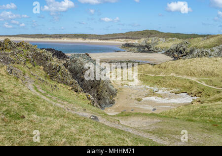 Captivating view from Llanddwyn Island on Anglesey, North Wales. Stock Photo