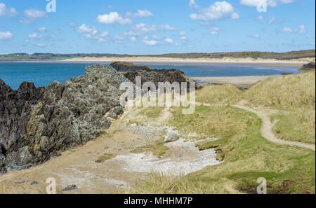 Captivating view from Llanddwyn Island on Anglesey, North Wales. Stock Photo