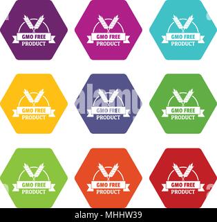 Gmo free bakery icons set 9 vector Stock Vector