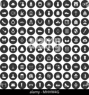 100 vogue icons set black circle Stock Vector